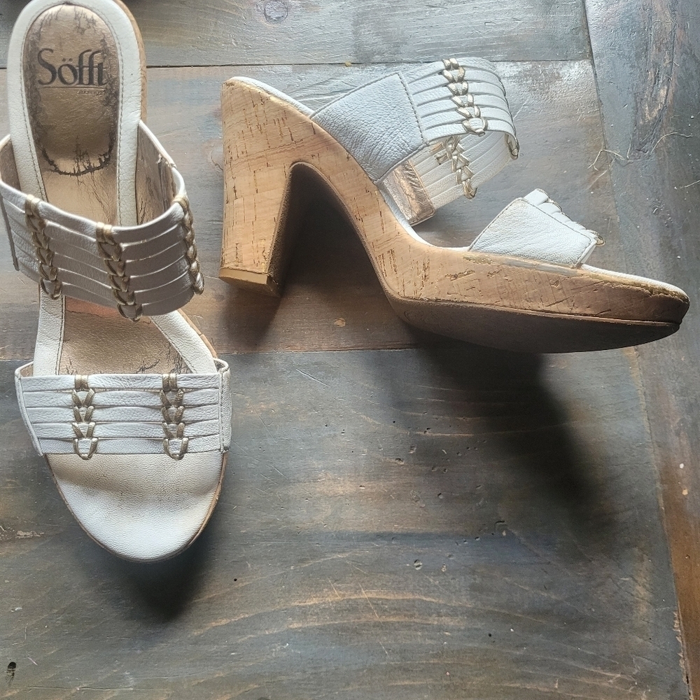 Sofft White Leather Heeled Shoes Size 10M